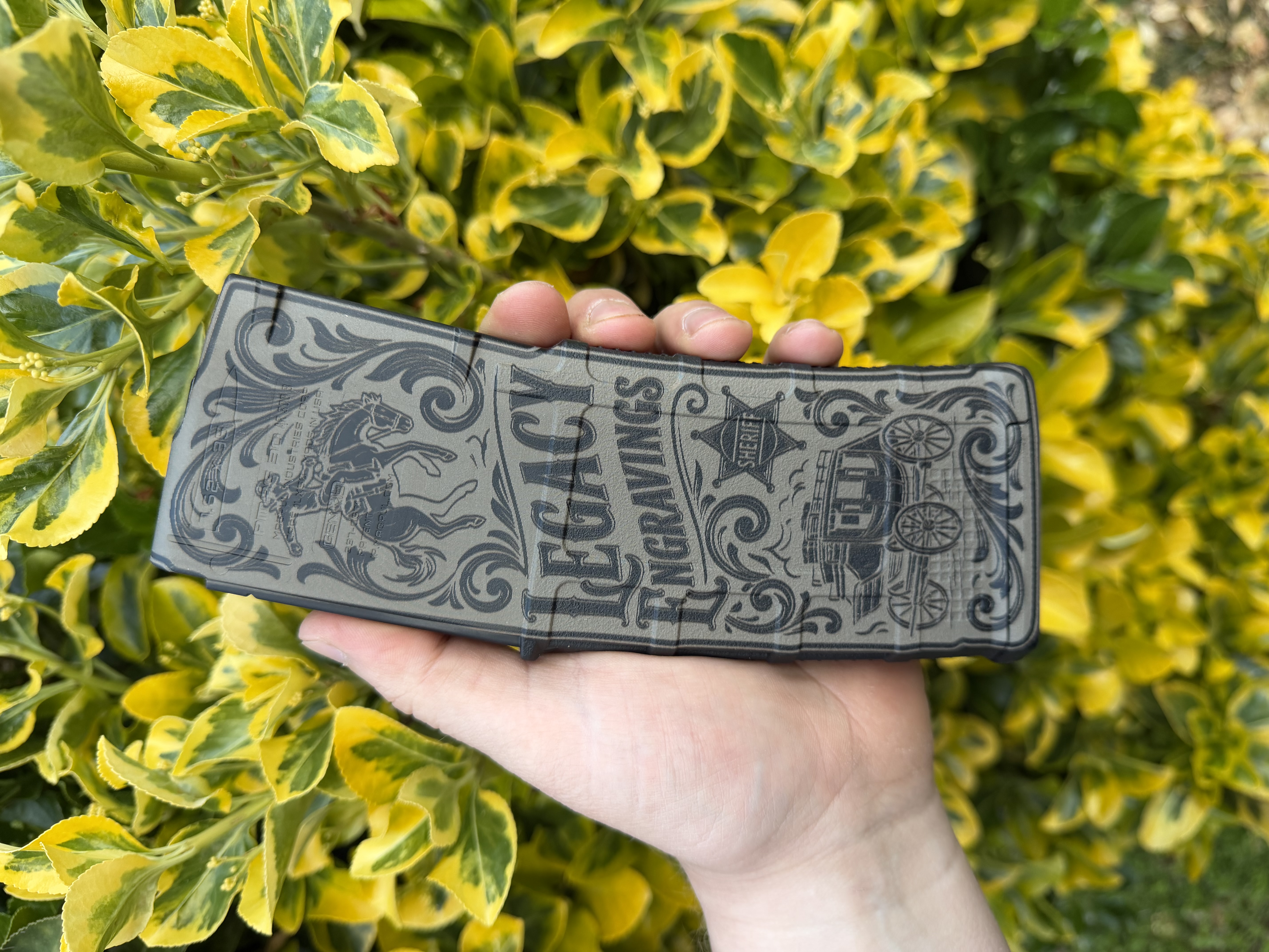 Custom AR mag — hand engraved by Legacy Engravings